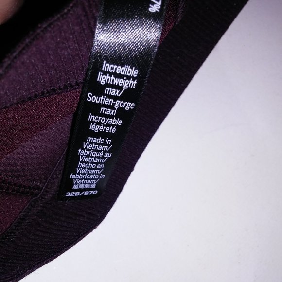 Victoria Secret Sports Bra 32B Incredible Lightweight Burgundy Solid Racerback - Picture 6 of 6